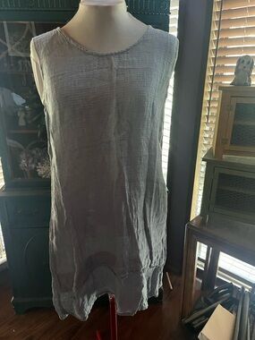 Flax medium Light Blue Linen Sleeveless Mini Dress